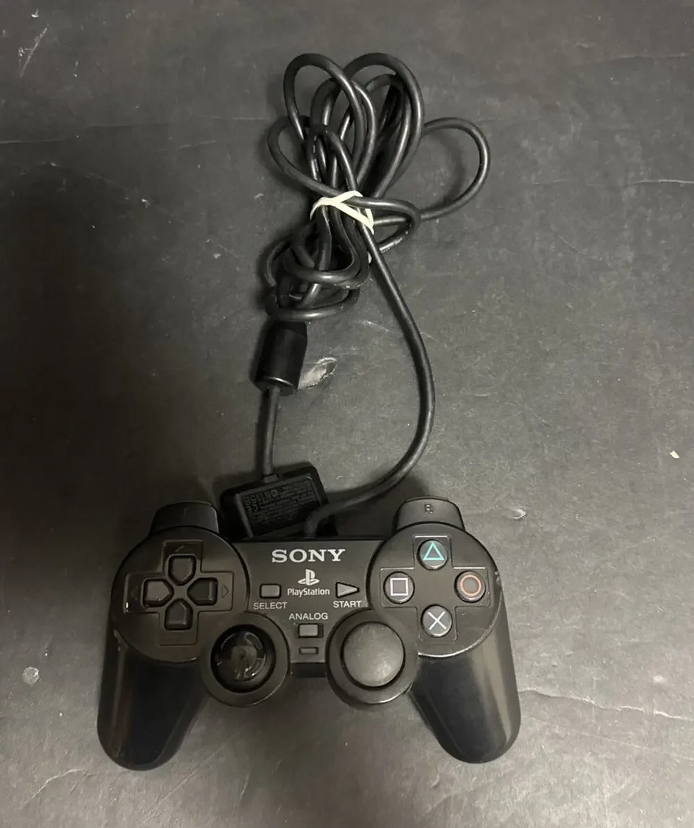Sony PS2 BLACK Wired Controller OEM DualShock 2 PlayStation 2 SCPH-10010 Tested